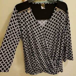 XL Navy & White Anne Klein Blouse